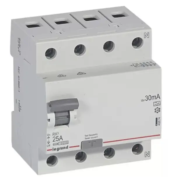 3P ÁVK - áramvédő kapcsoló, FI-relé (25A, A típus) - villanyszerelés Nagytarcsa, Pest megye